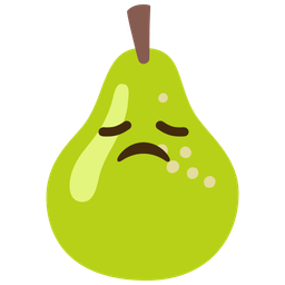 disappointed face and pear
