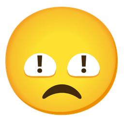 disappointed face and red exclamation mark