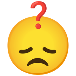 disappointed face and red question mark