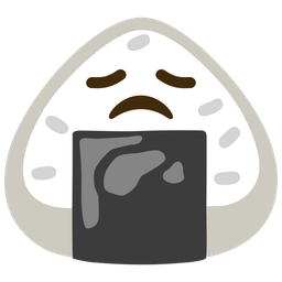 disappointed face and rice ball
