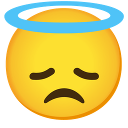 Disappointed face and Smiling face with halo