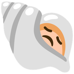 disappointed face and spiral shell