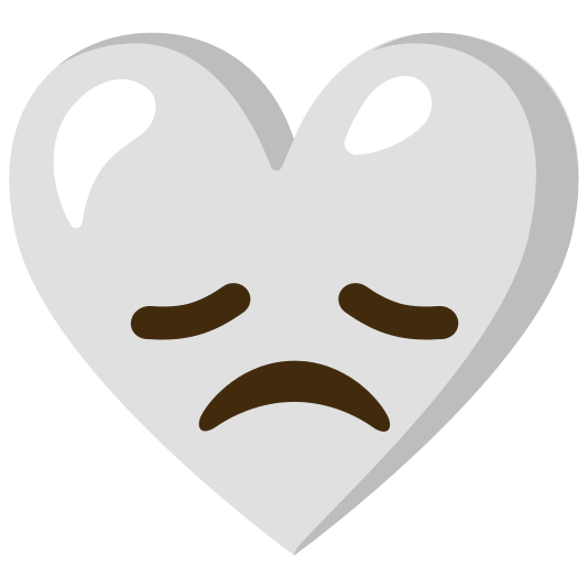 Disappointed face and White heart
