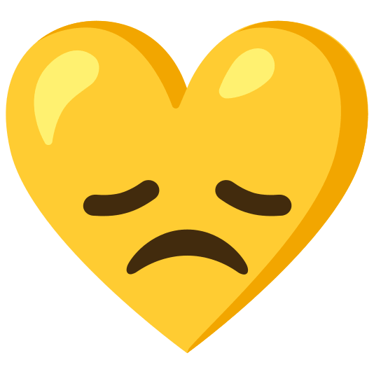 Disappointed face and Yellow heart