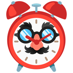 disguised face and alarm clock