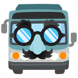 disguised face and bus