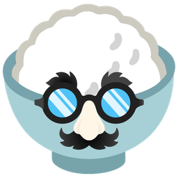 disguised face and cooked rice