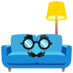 disguised face and couch and lamp