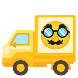 disguised face and delivery truck