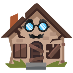 disguised face and derelict house