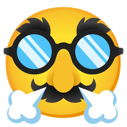 disguised face and face with steam from nose