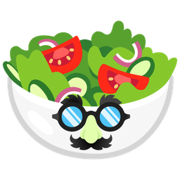 disguised face and green salad