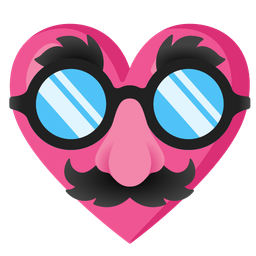 disguised face and heart with ribbon