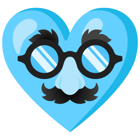 Disguised face and Light blue heart
