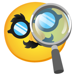 disguised face and magnifying glass tilted right