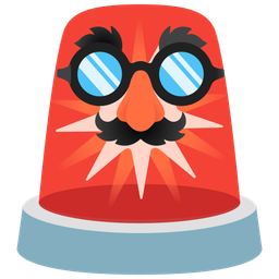 disguised face and police car light