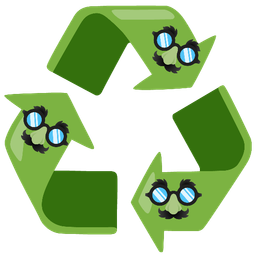 disguised face and recycling symbol