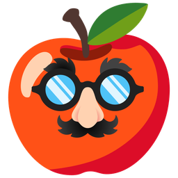 disguised face and red apple
