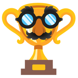 disguised face and trophy