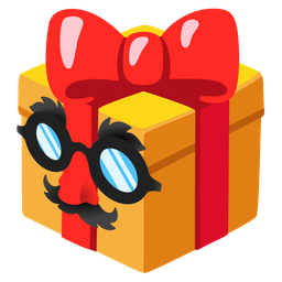 disguised face and wrapped gift