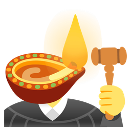 diya lamp and balance scale