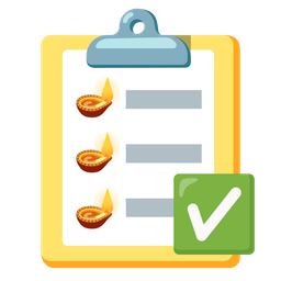 diya lamp and check mark button