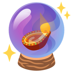 diya lamp and crystal ball