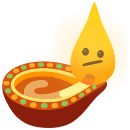 diya lamp and face with diagonal mouth