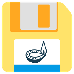 diya lamp and floppy disk