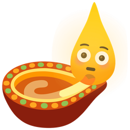 diya lamp and flushed face