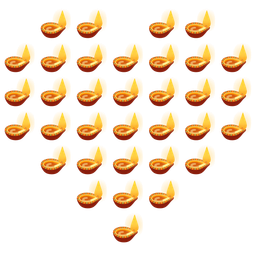 diya lamp and heart suit