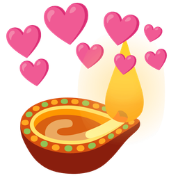 diya lamp and heart with arrow