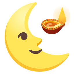 diya lamp and last quarter moon face