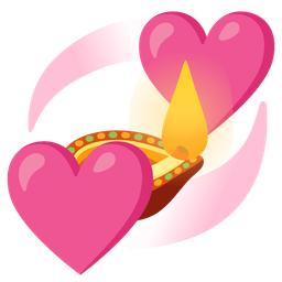 diya lamp and revolving hearts