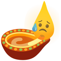 diya lamp and sad but relieved face