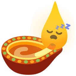 diya lamp and sleeping face
