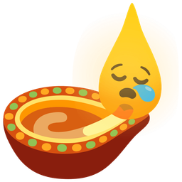 diya lamp and sleepy face