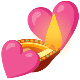 diya lamp and two hearts