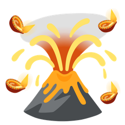 diya lamp and volcano