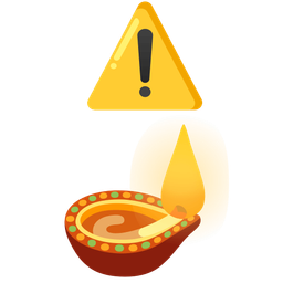 diya lamp and warning