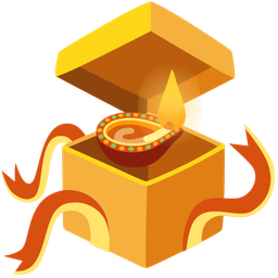 diya lamp and wrapped gift