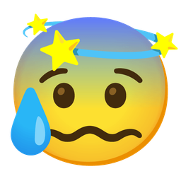 dizzy and anxious face with sweat