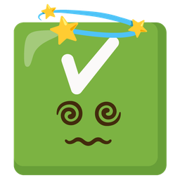 dizzy and check mark button