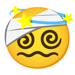 dizzy and face with head-bandage