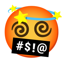 dizzy and face with symbols on mouth