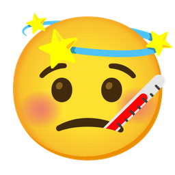 dizzy and face with thermometer