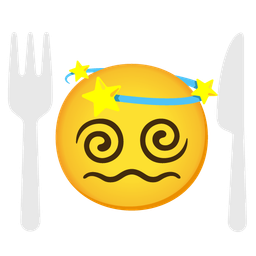 dizzy and fork and knife with plate