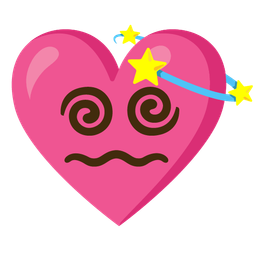 dizzy and heart with ribbon