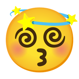 Dizzy and Kissing face with closed eyes