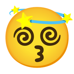 Dizzy and Kissing face with smiling eyes